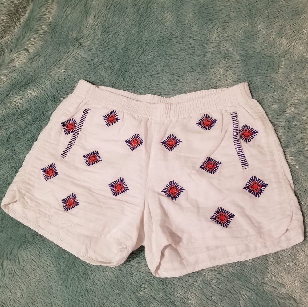 J Crew white embroidered shorts